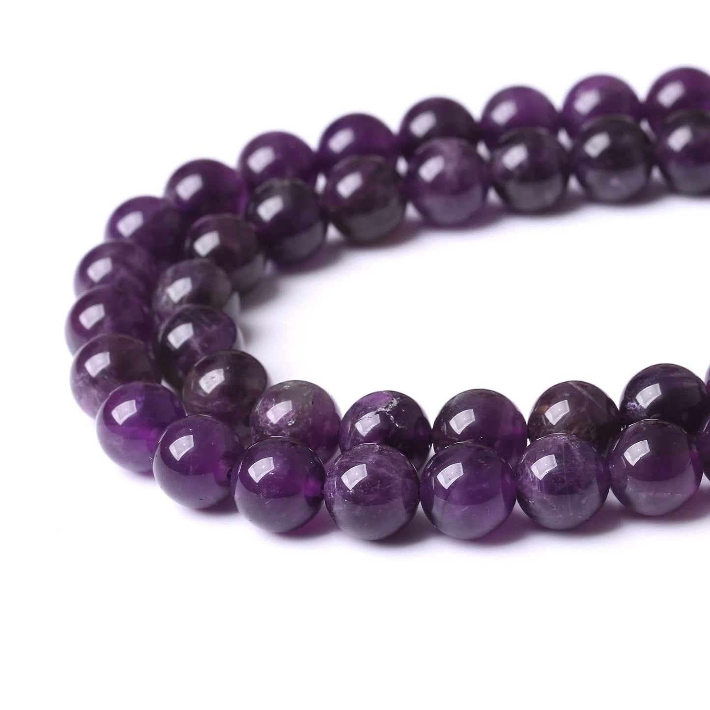 45PCS 8MM Beads Natural Amethyst Stone Round Loose Beads Gemstones for Jewelry Making DIY 15Inches