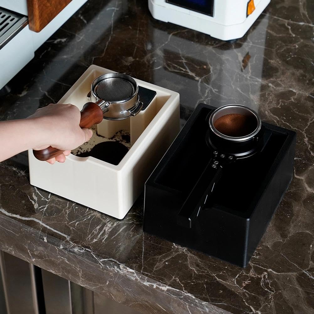 watchget Espresso Knock Box, Coffee Ground Knock Box, Dual Function Storage and Tamping Tool with Non-Slip Base, Made of Durable ABS Plastic, Perfect for Baristas and Coffee Enthusiasts, Black