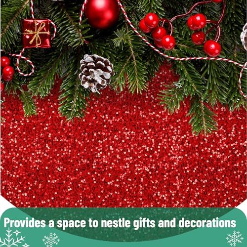 Mr. Pen- Christmas Tree Skirt, 48 inch, Red Sequin Tree Skirt