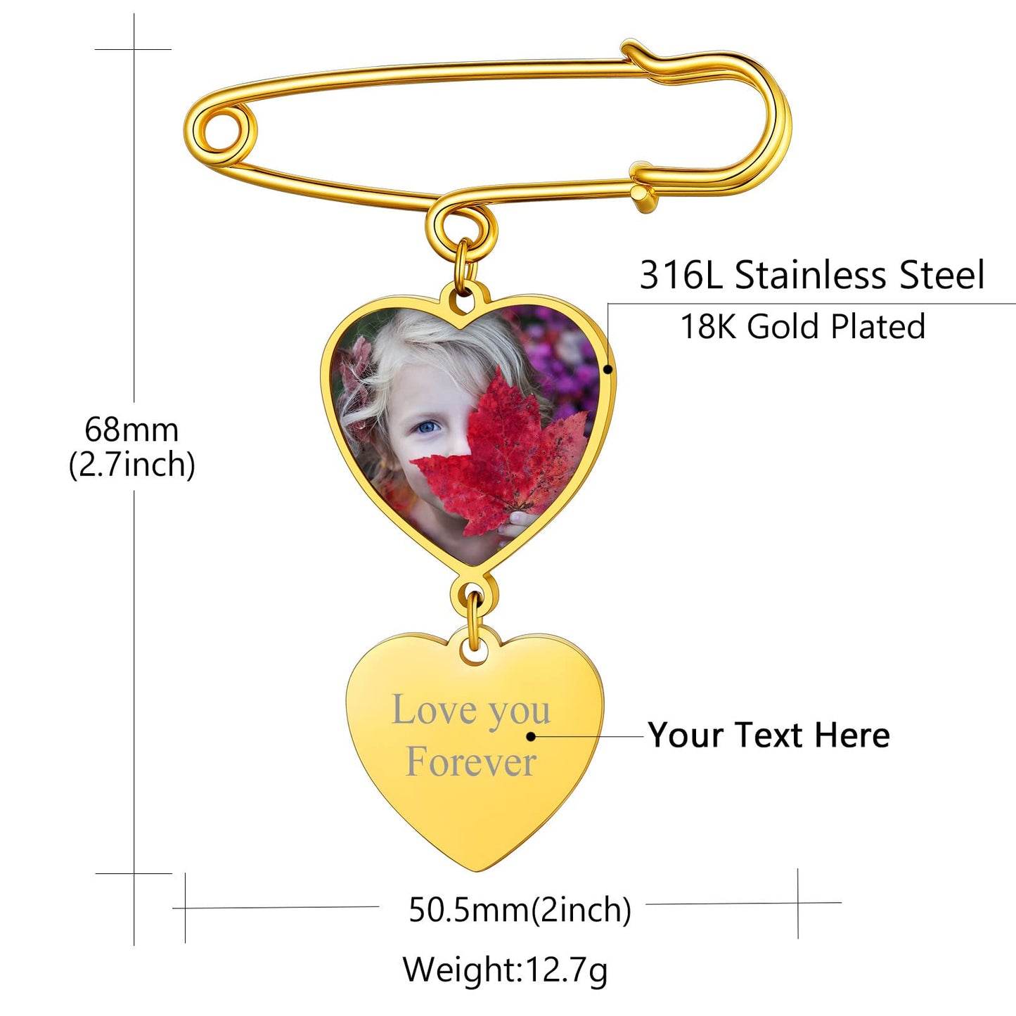 Custom4U Picture Pins for Groom Personalized Photo Bouquet Charm Wedding Jewelry