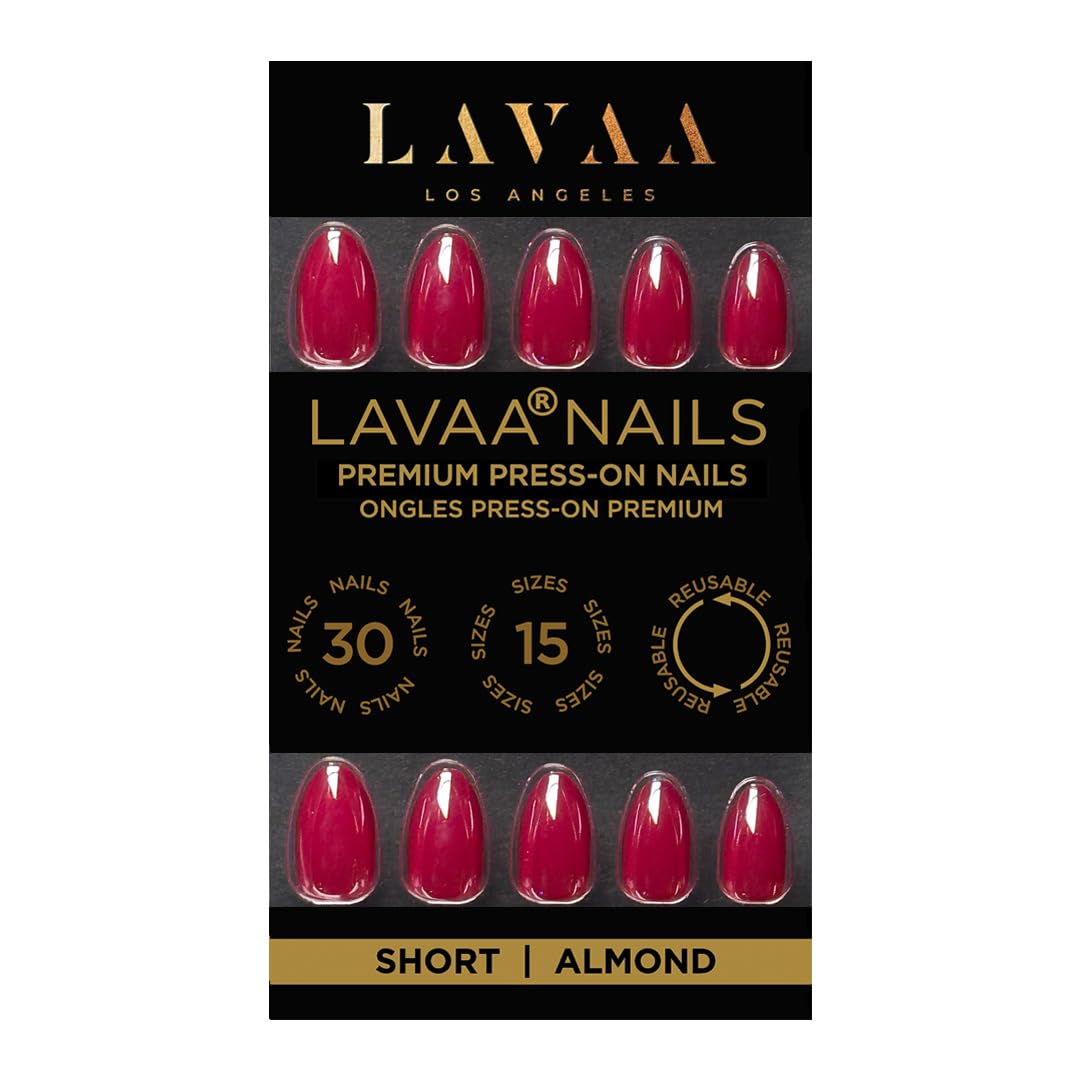 RED BABE Press-On Nails by Lavaa Beauty | Short Almond Red Chrome Nails
