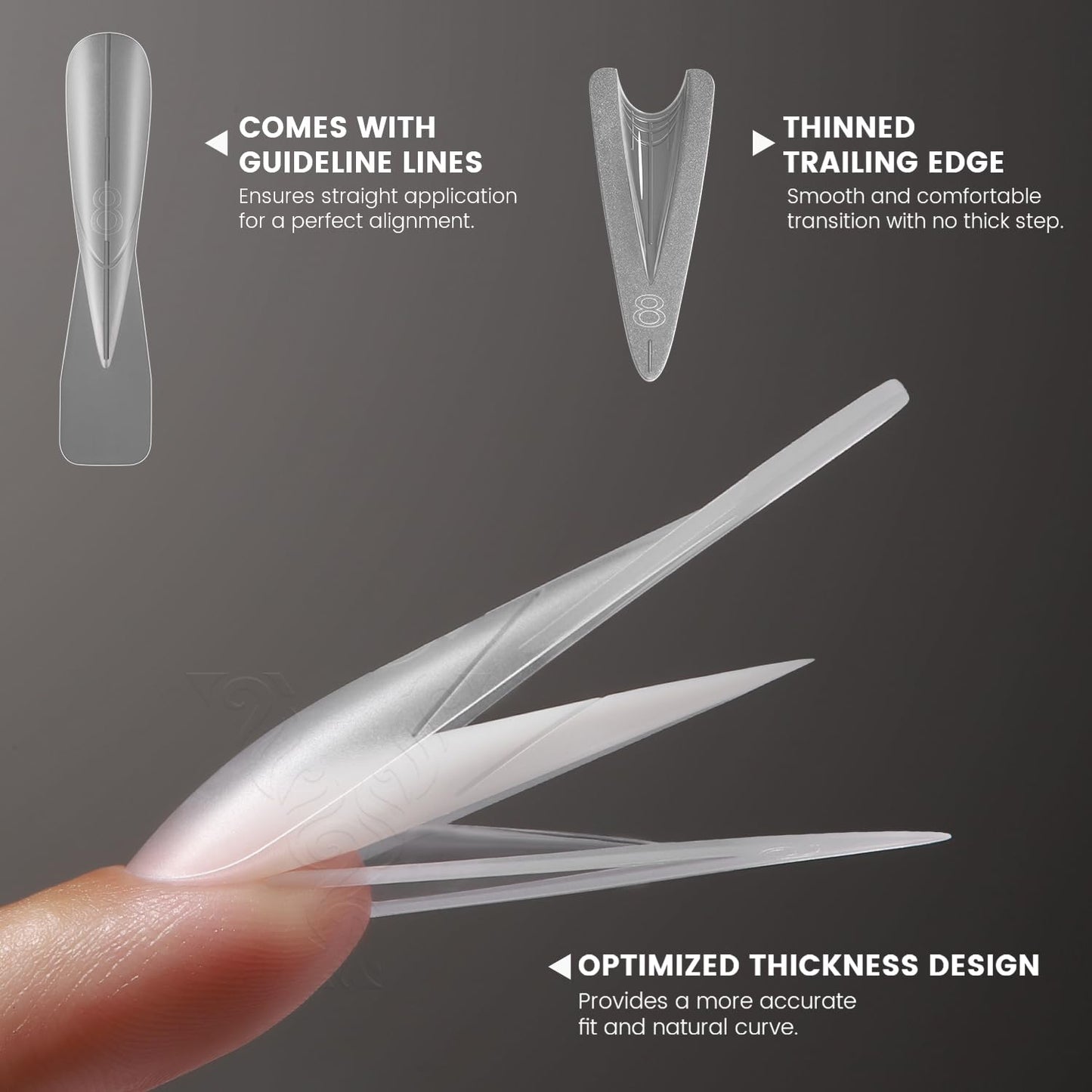 YOKEFELLOW Original Sandwich Dual Nail Forms - 15 Sizes 240Pcs Dual Forms for Builder Gel Quick Nails Extension, Poly Gel Nail Mold For Manicures at Home (W560-Stiletto)