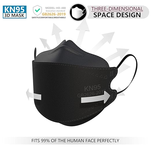 KN95 Face Masks 100 Pack, Breathable Comfortable and Disposable KN95 Mask, Black