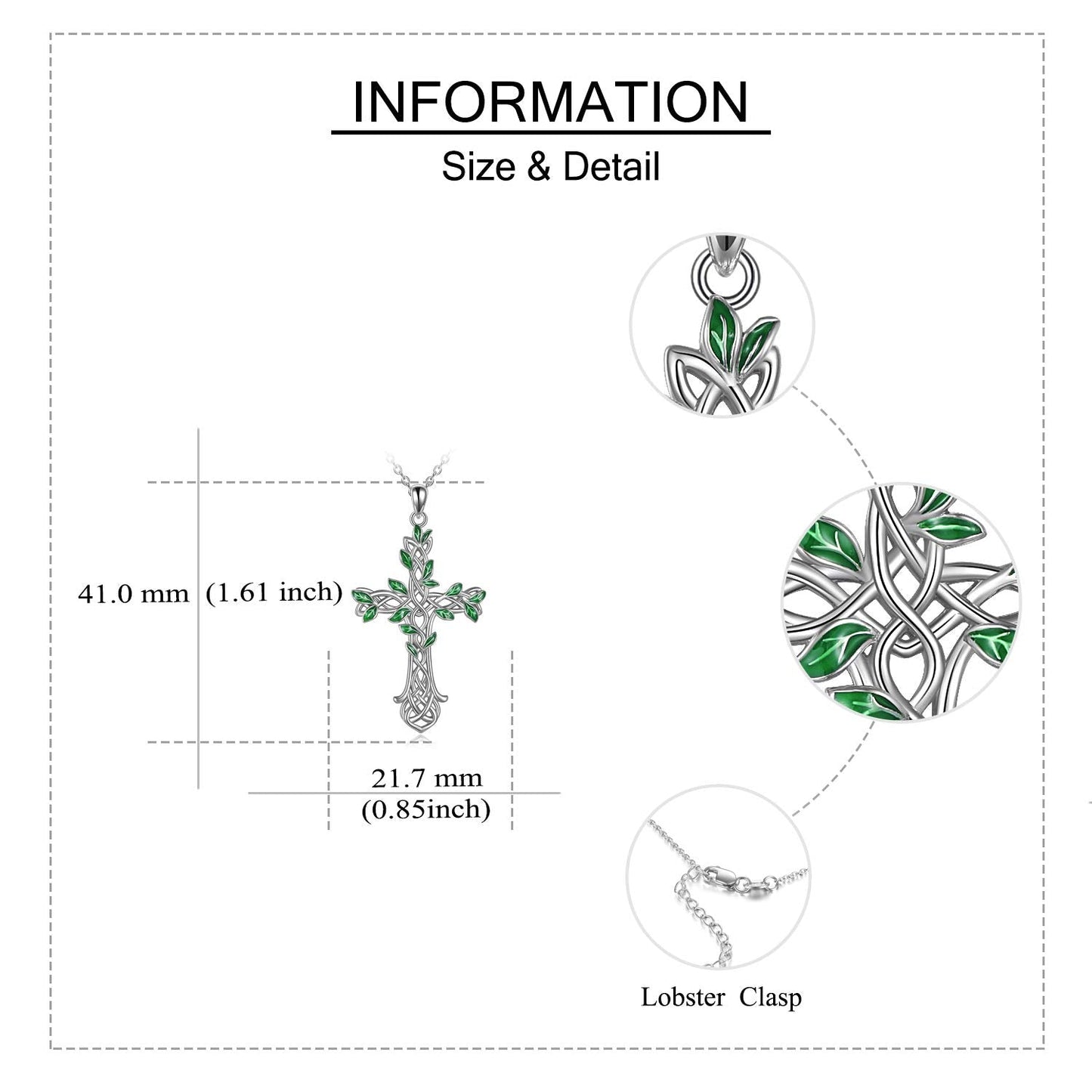 ONEFINITY Cross Necklace 925 Sterling Silver Celtic knot Tree of Life Cross Necklace Pendant Gifts for Women Men