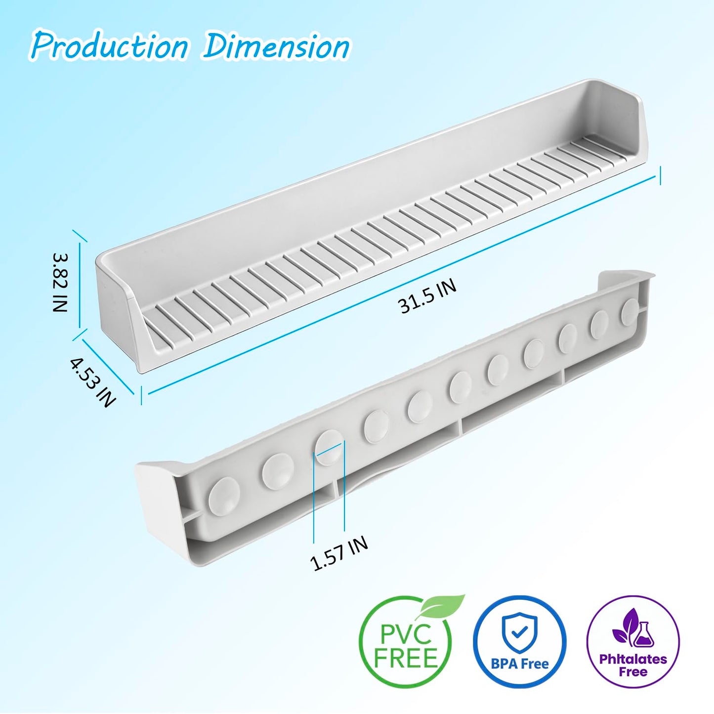 Longer Bathtub Splash Guard for Kids, Soft Silicone Tub Water Guards Toy Tray Holder for Toddlers, Bathtub Topper Splash Guard with Strong Suction Cups, Prevent Water Spills in Bathroom (2.6FT Grey)