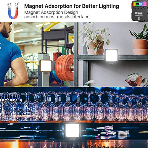 ULANZI VL49 RGB Video Lights, LED Camera Light 360° Full Color Portable Photography Lighting w 3 Cold Shoe, 2000mAh Rechargeable CRI 95+ 2500-9000K Dimmable Panel Lamp Support Magnetic Attraction - color: Black