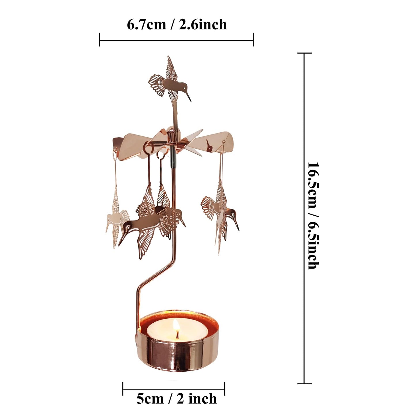 kingnero Rotary Candle Holder Spinning Candleholder Tea Light Candle Powered Carousel Small Gift (Hummingbird)