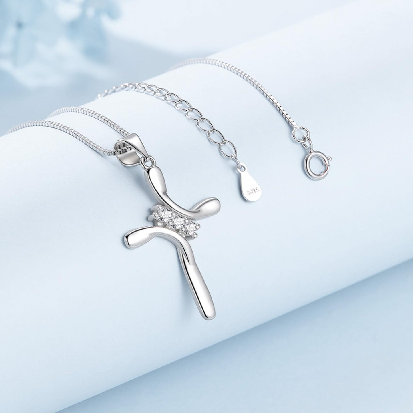 EVERU 925 Sterling Silver Cross Necklaces for Women April Birthstone Necklace with Cubic Zirconia,Cross Pendant Hypoallergenic Jewelry Ideal Gift