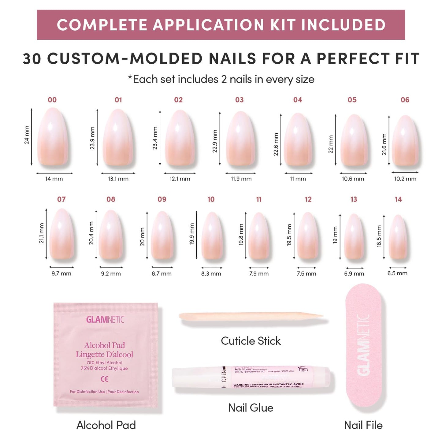 Glamnetic Medium Almond Press-On Nails Bundle -