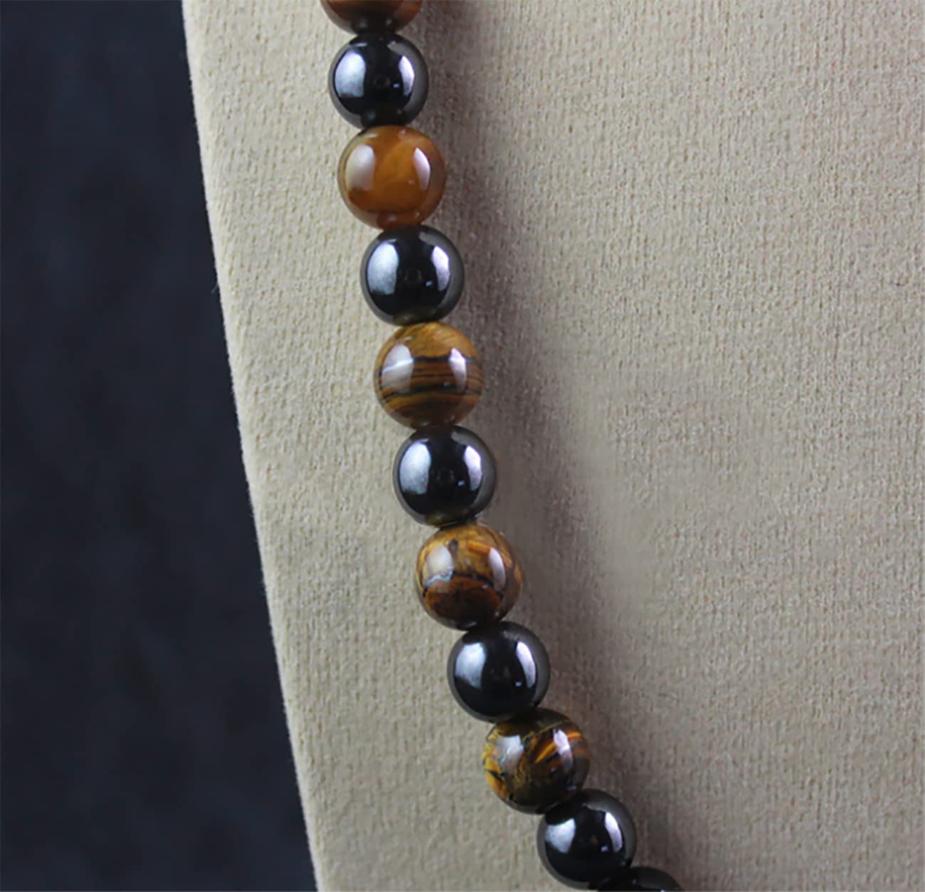 Premium Tiger Eye Beads Hematite Magnetic Therapy Necklace for Men and Women, Healing Crystal Stone Jewelry 20”Length