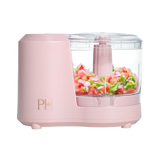 Paris Hilton 1.5-Cup Food Chopper, Stainless Steel Blade With One-Touch Pulse Control, Compact Mini Electric Chopper For Vegetables, Herbs, Nuts & Dressings, Pink