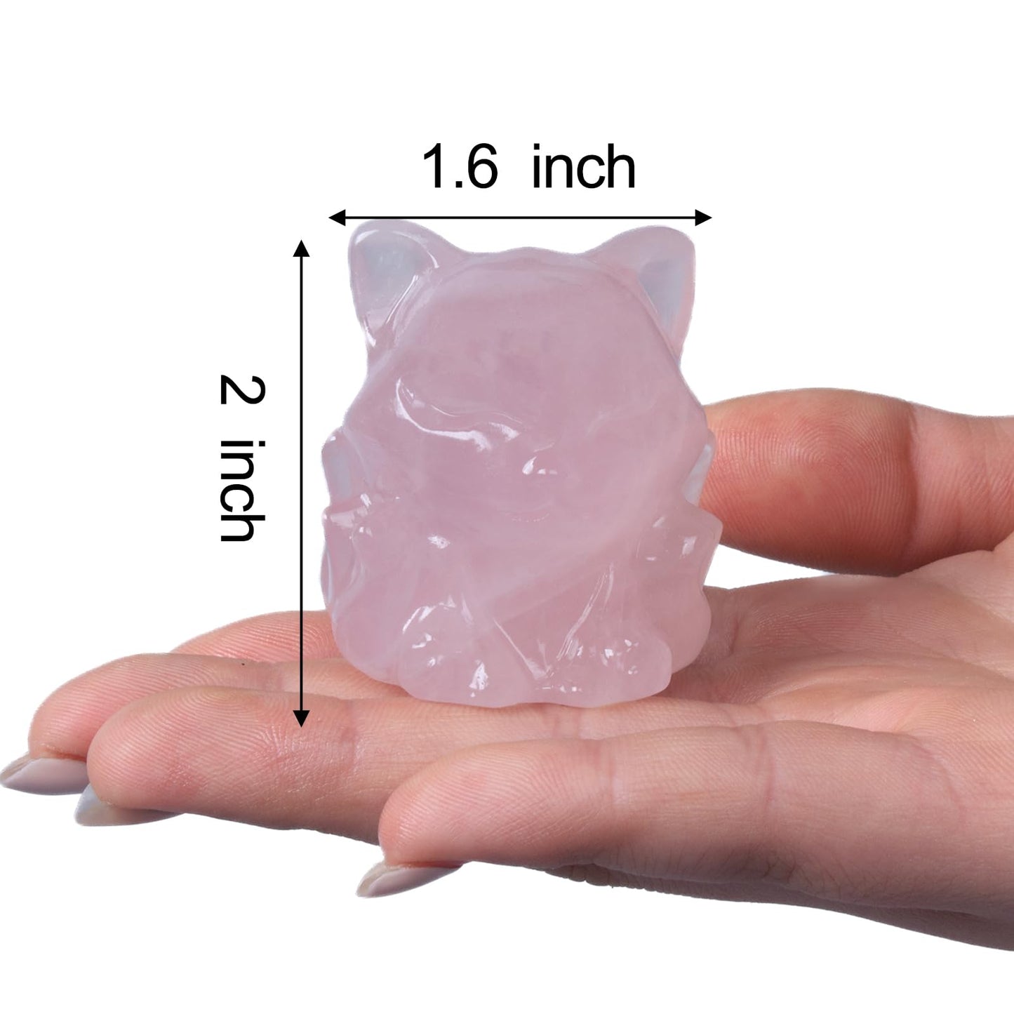 QLRSUXN Rose Quartz Nine Tailed Fox Decor,2 Inch Healing Crystals Fox Statue,Lucky Guardian Pocket Fox Figurines as Women’s Gifts,Fox Figurine for Office Home Decor and Ornament.