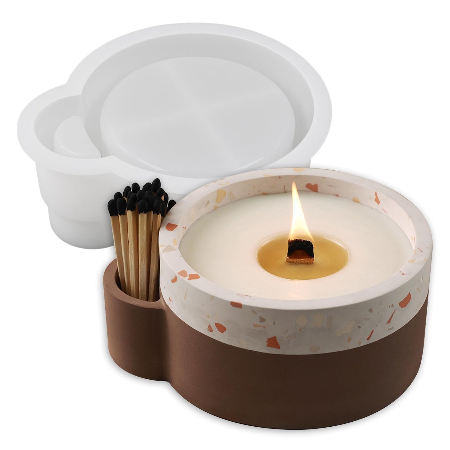 Wehous Large Candle Holder Silicone Resin Concrete Cement Mold, Unique Candle Vessels Jewelry Holder Round Container Jar Box Bowl for DIY Storage Craft Decor