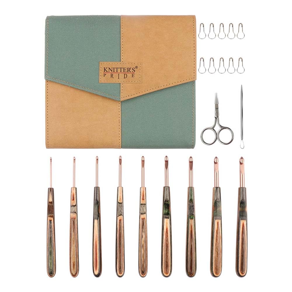 Knitter’s Pride Terra Deluxe Single-Ended Crochet Hook Set – 9 Sizes (2mm–6mm)