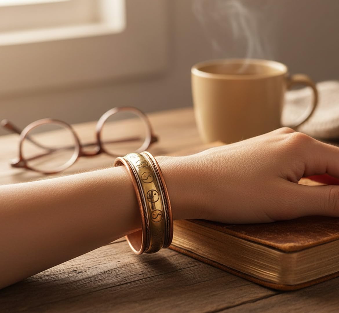Touchstone copper bracelets | gift for men women |adjustable 100% pure solid real magnetic jewelry | handmade bracelet set combo | rope braided tibetan bangles. Set of 3 different designs