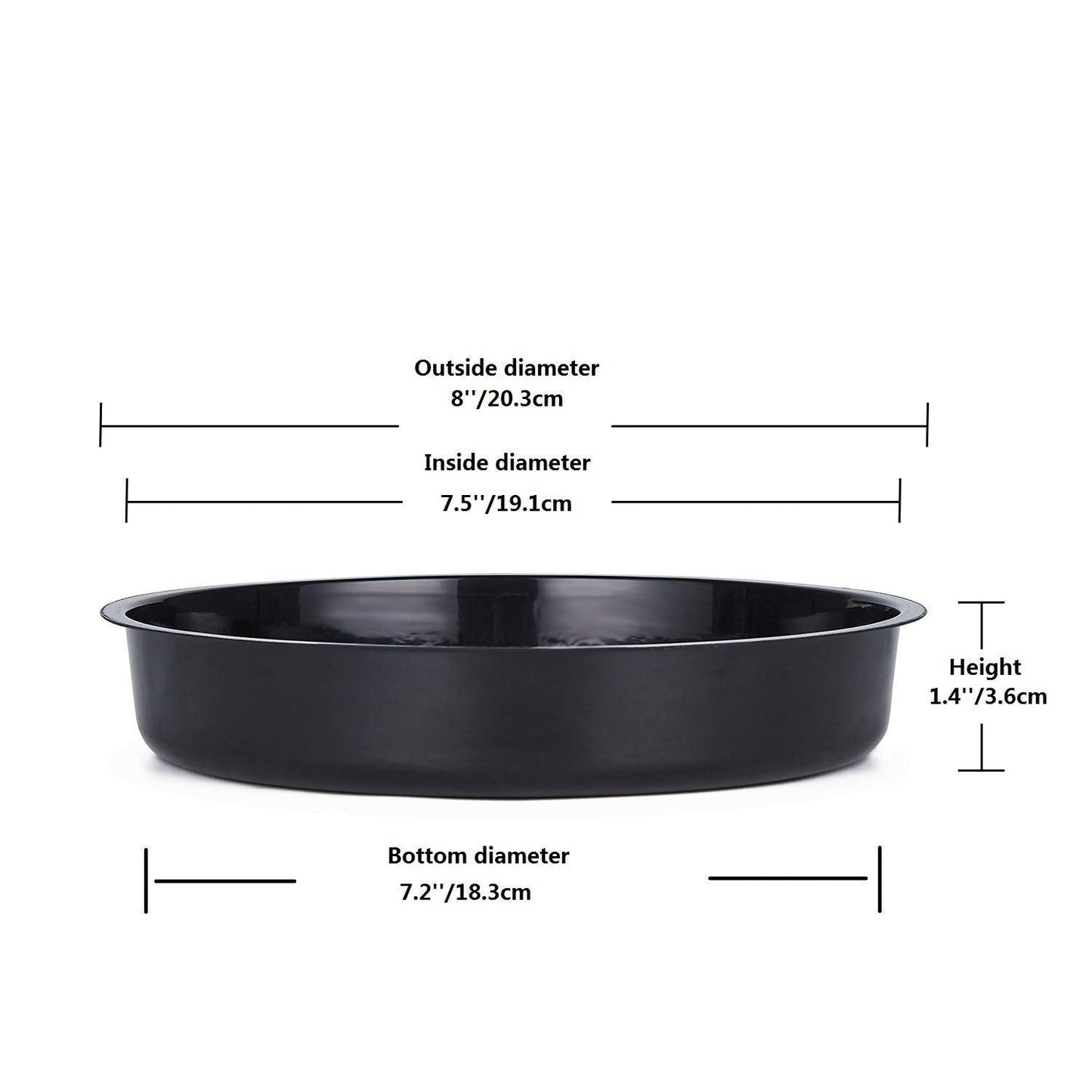 Idyllize 5 Pieces of 8 Inch Black Plastic Plant Saucer Drip Tray for Pots (8")