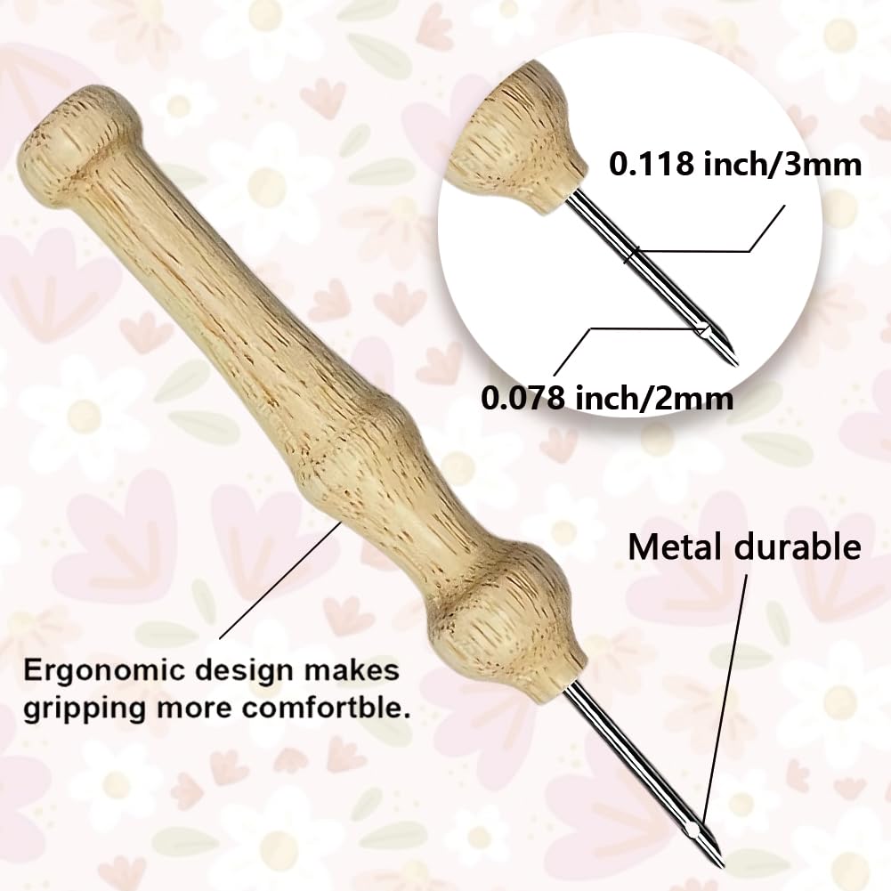 BEUNITONE 2PCS Flower Punch Needle Kit for Adults Beginners, Complete DIY Craft Needlepoint Kits with Hoop, Punch Needle Starter Craft Embroidery Set for Handmade Decor & Floral Stitching Projects