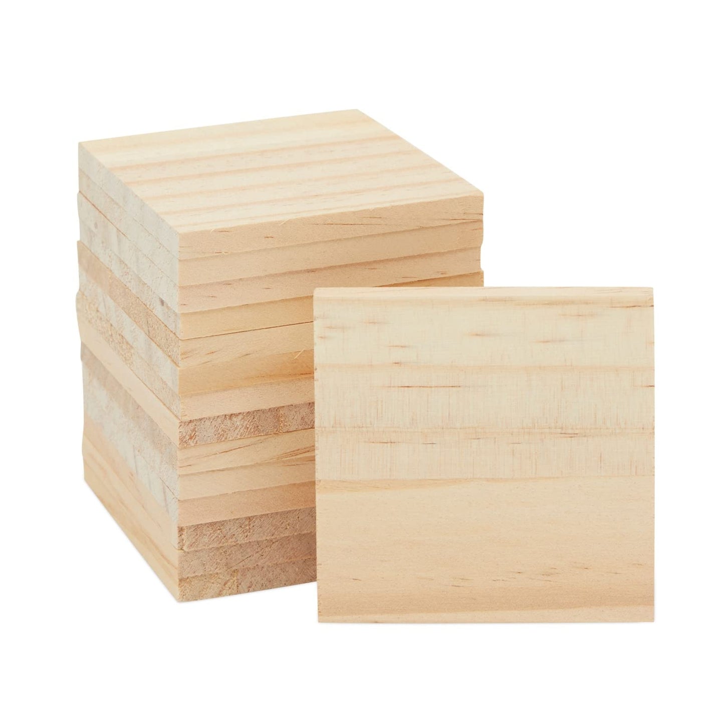 Bright Creations Unfinished Wood Squares - 3 x 3 in, 15 Pack, 1/4 in Thick - Wood Blanks for Carving, Burning & Painting