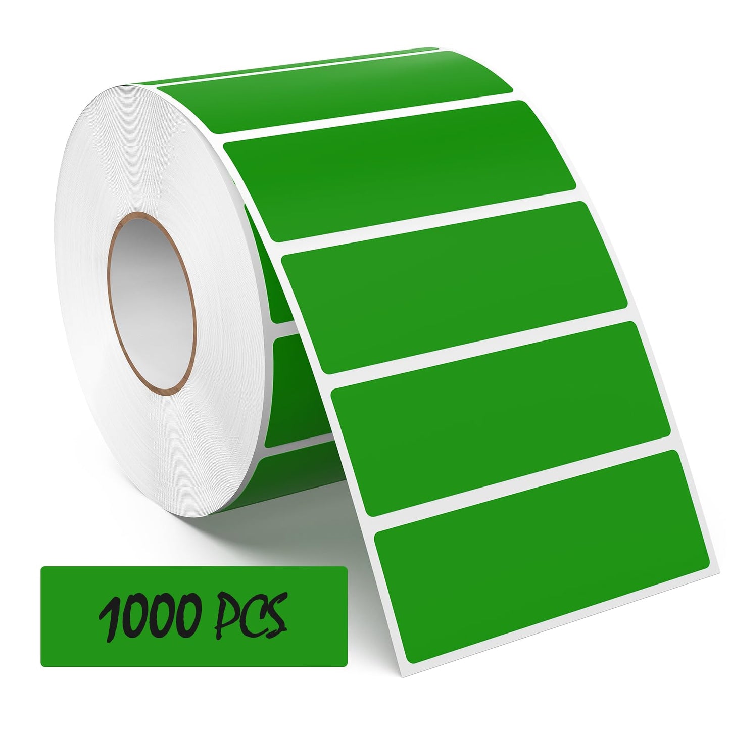 Meitaat 3 × 1 Inches Green Rectangle Color Coding Labels 1000 PCS, Self-Adhesive Writable Waterproof Vinyl Blank Sticker Roll for Office Home School Business