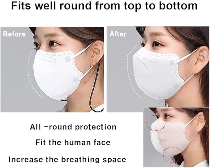 [20 Pcs] Korea Face Mask for Adults – Bird Beak type 2D Protective Health Face Mask for Dust and Smoke – 4-Layer Protective Filter – Ideal Fit for Comfortable Wear - Beige