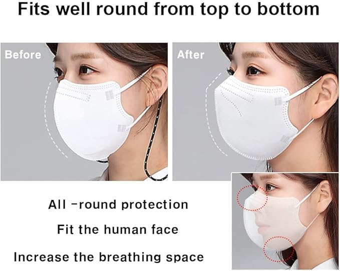 [10 Pcs] Korea Face Mask for Adults – Bird Beak type 2D Protective Health Face Mask for Dust and Smoke – 4-Layer Protective Filter – Ideal Fit for Comfortable Wear - Pink