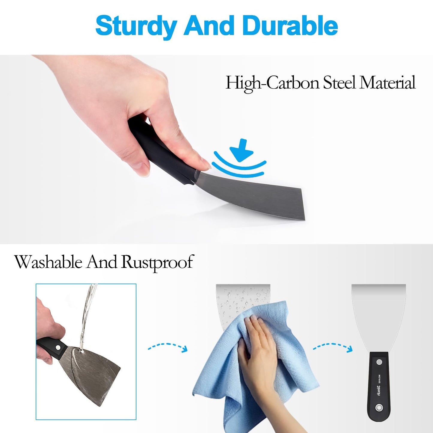 weiwei 7 PCS Metal Putty Knife Set Multi-sized Spackle Knife with Storage Bag Rustproof Putty Scraper Knives Drywall Tools for Wall Repair Wall Paint Spreading Drywall Spackle and Mud for Craftsman