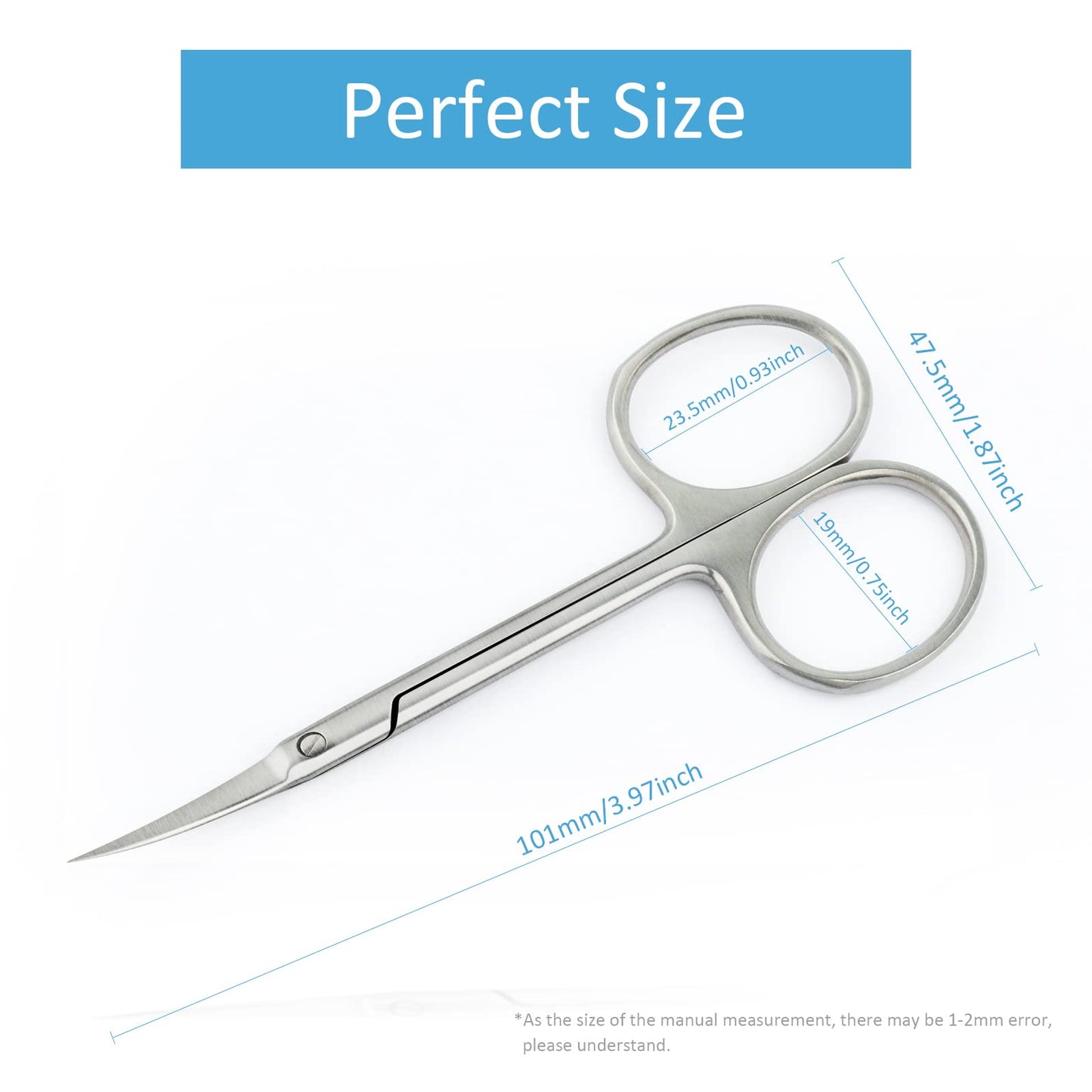Qunzhao Cuticle Scissors for Women and Men Curved Stainless Steel with Tip Grooming Blades Manicure Nail for Dry Skin Nail Scissors (2)