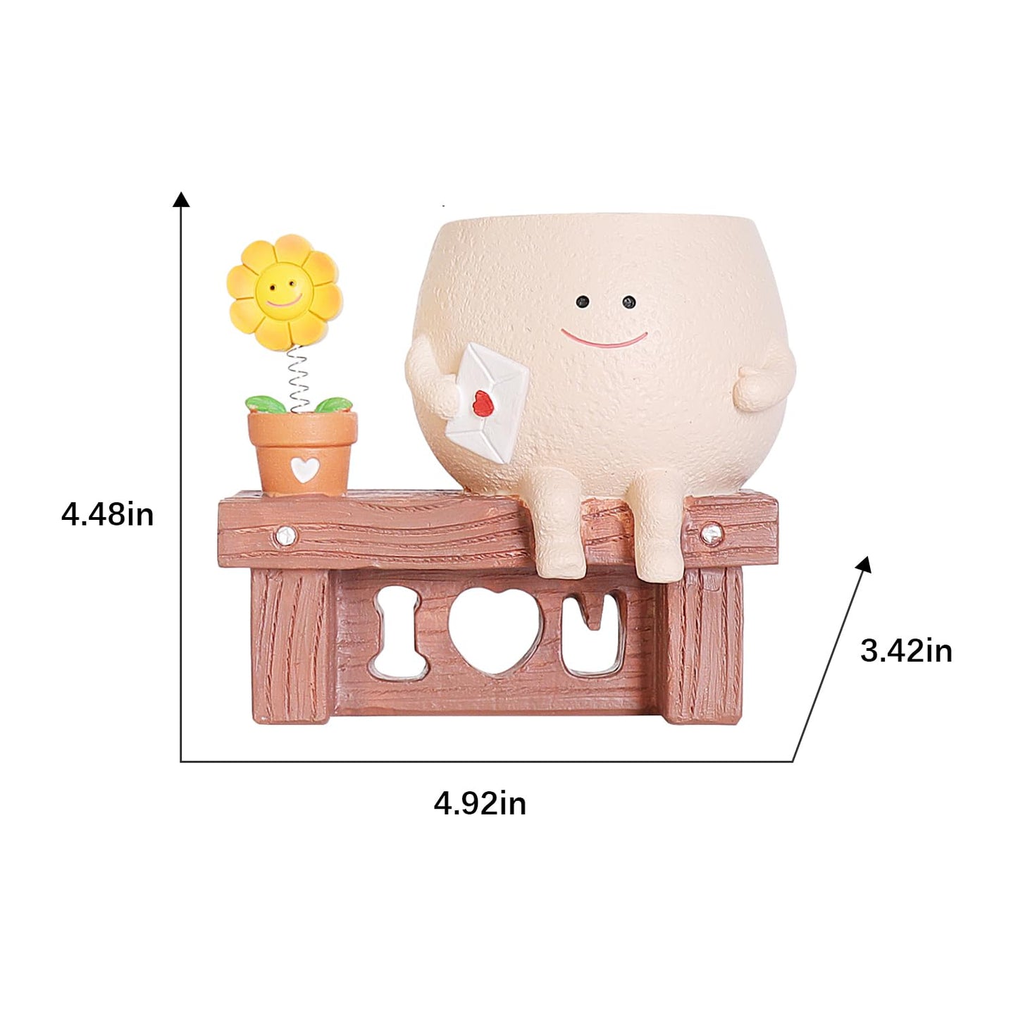 QIAOLY Sunflower Planter Pot with Drainage Hole Cute Plant Pots for Succulents Plants Live Unique Flower Pots for Indoor Outdoor Use