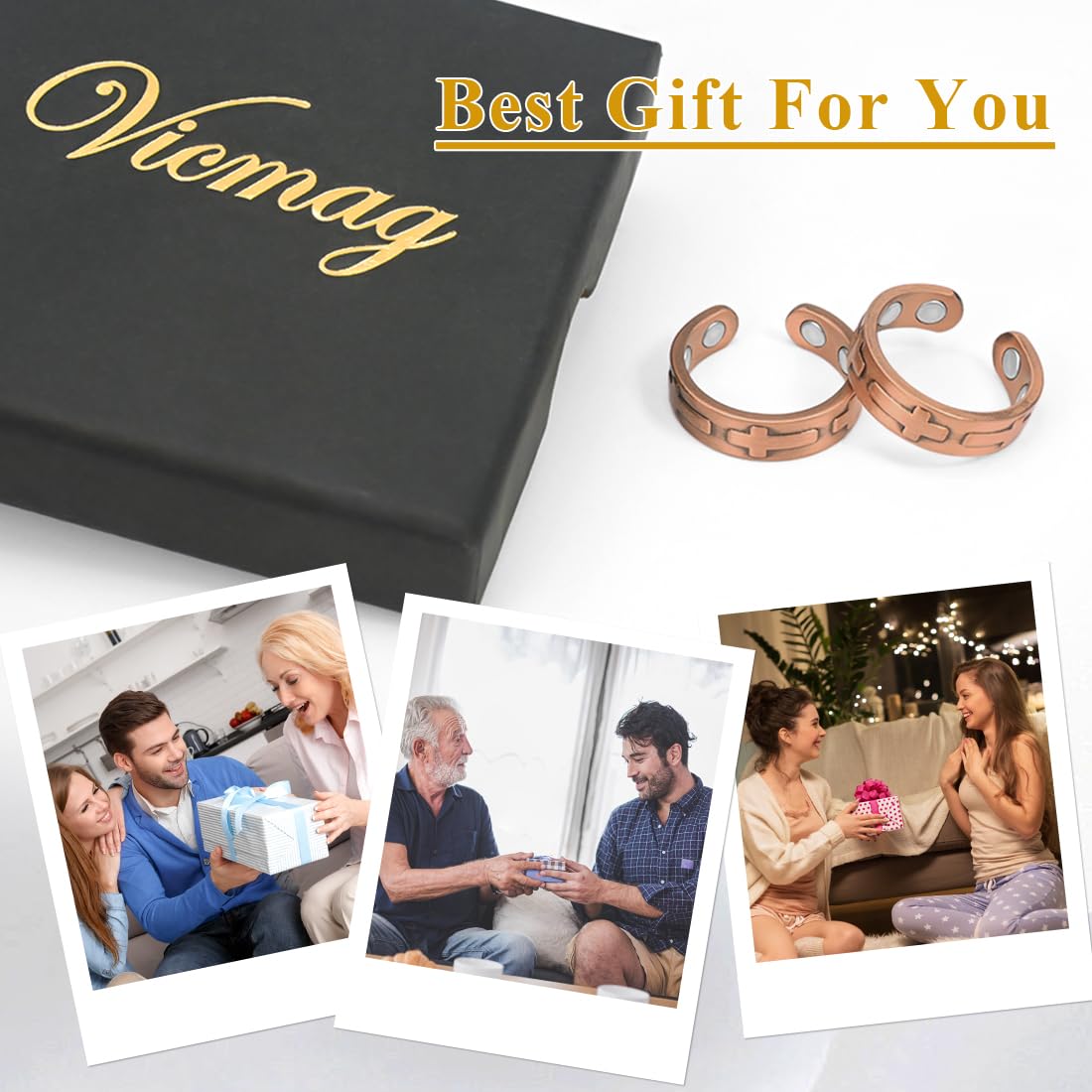 Vicmag Copper Magnetic Ring for Women, Ladies Fingers Thumb, 100% Solid Pure Copper Jewelry Gift