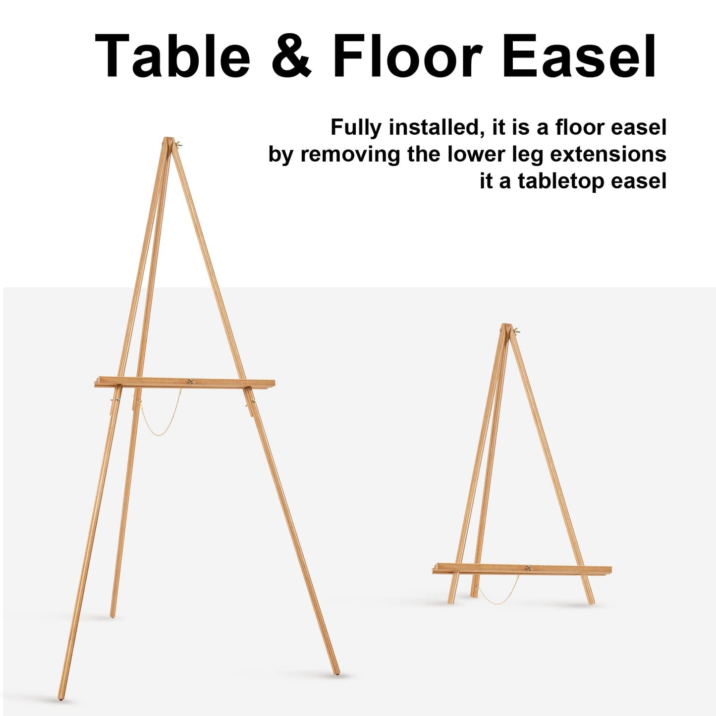 Falling in Art 65" A-Frame Tripod Easel Stand, Wooden Display Easel with Adjustable Canvas Holder, Floor Easel for Wedding Signs, Posters, Paintings, Artwork(Natural)