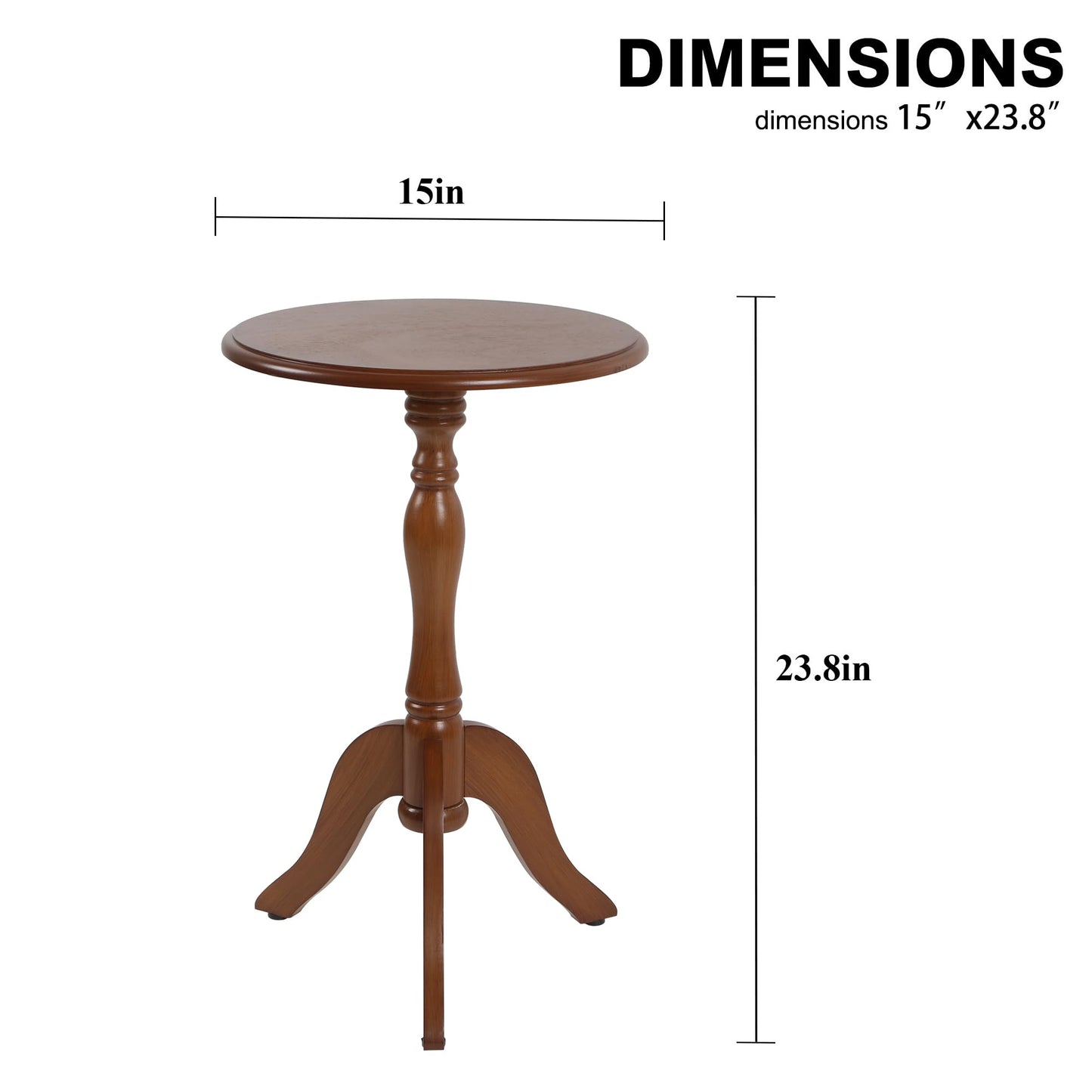 HLR Round Small End Table, Wooden Pedestal Side Coffee Tables, Vintage Accent Nightstand for Living Room, Bedroom, Entryway (1, Walnut)