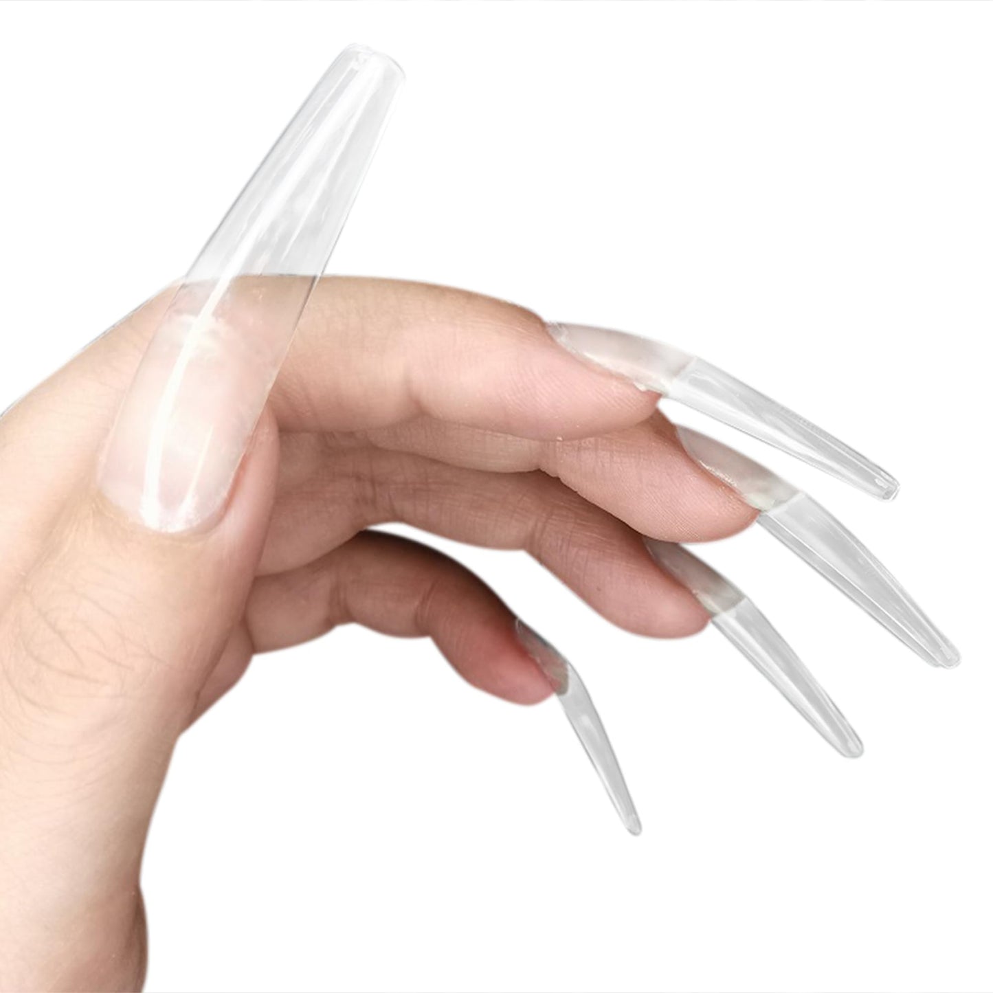 Allkem Soft Gel Nail Tips - 360 pcs XXL Ballerina Nail Extensions Kit - 12 Sizes Extra Extra Long Full Cover Nails - Clear (360 Pieces)