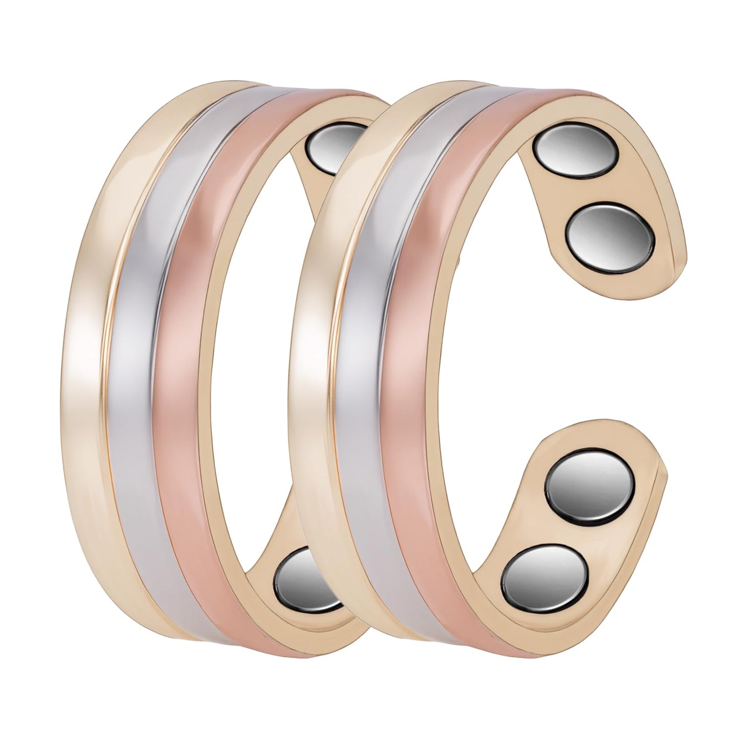 EnerMagiX Copper Rings for Women, 99% Pure Copper Set Magnetic Ring, Jewelry Gift(Tricolor Gold)
