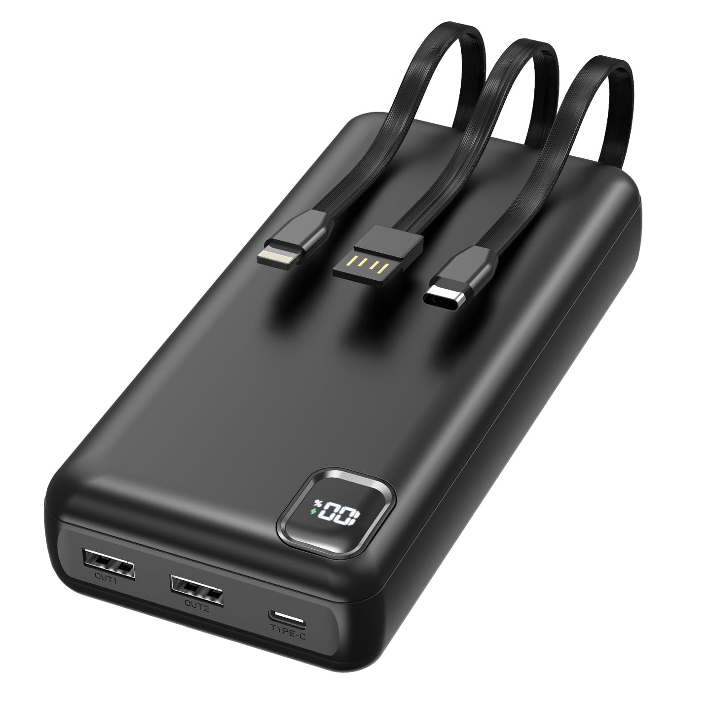 Pomohome 50000mAh Power Bank Portable Charger Fast Charging, Built in 3 Cables External Battery Pack, 22.5W Quick Charge with 5 Output & 3 Input USB C, Travel Camping Essential for iPhone & Andriod