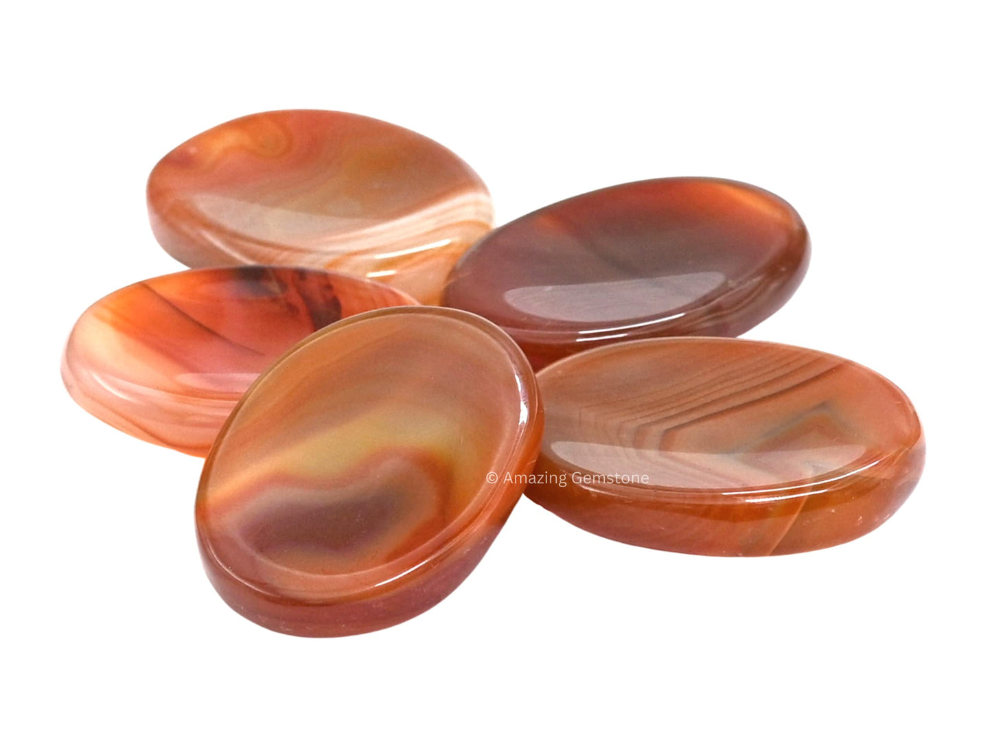 Amazing Gemstone Carnelian Onyx Worry Stone, Healing Crystals - Piedra Crystal Fidget for Gift, Meditation, Calming, Relaxation, Stress Relief