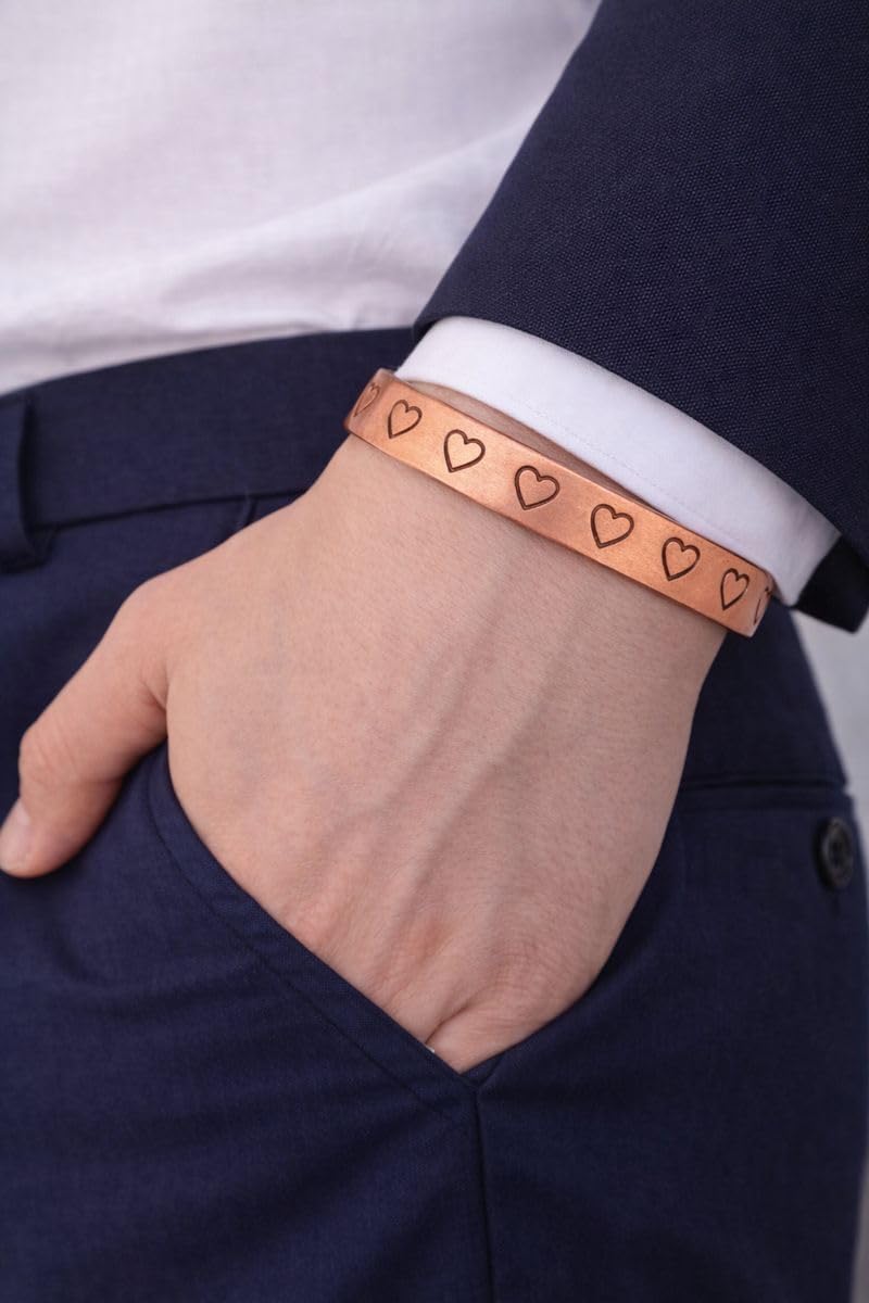Touchstone - Symbolic Love Heart Shape - Copper Bracelet Tibetan Style. Hand Forged with Solid and high Gauge Pure Copper.KRBRA149-01-C_REM