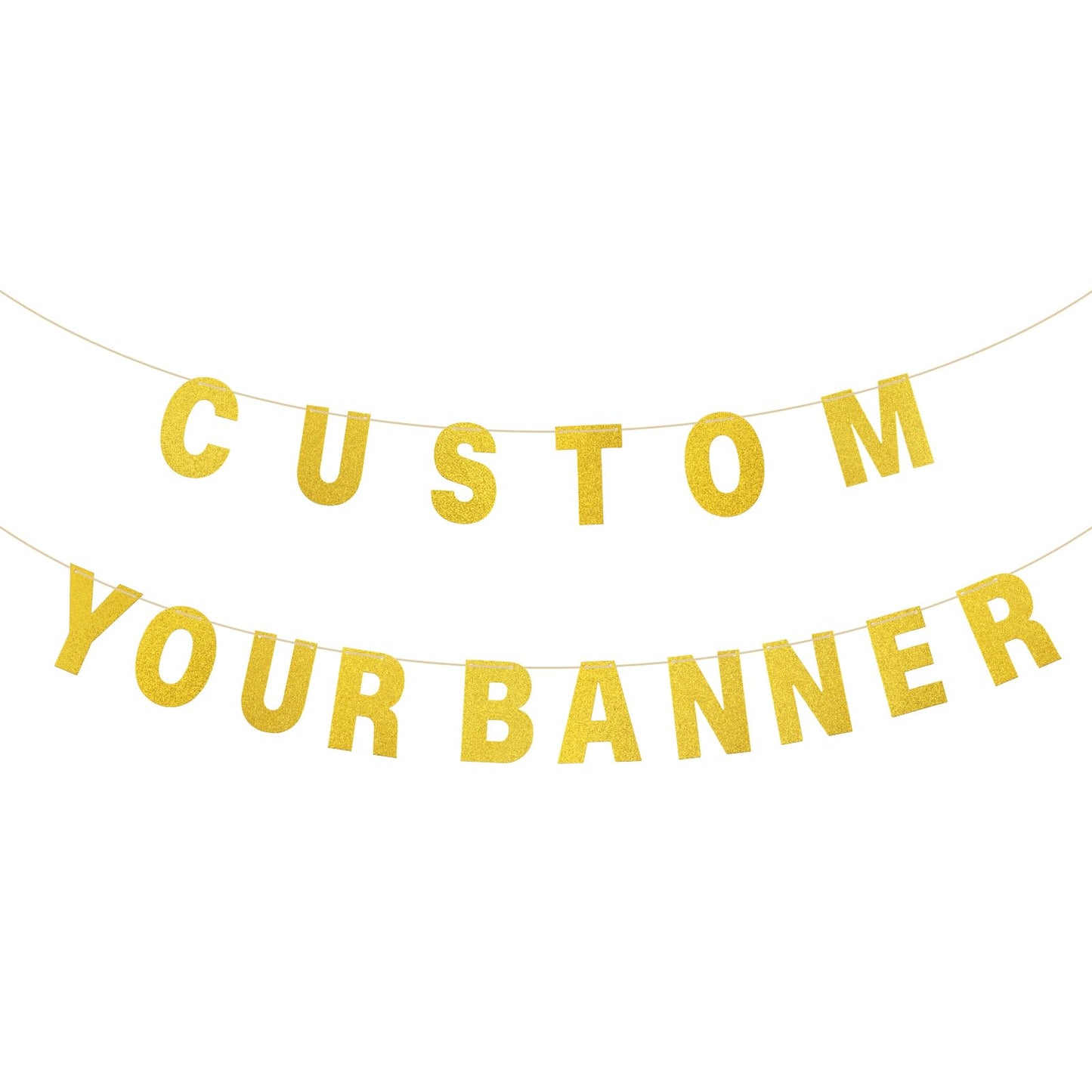 COLFULINE DIY Customizable Glitter Letter Banner Kit, 107 PCS Gold Letters and Numbers with Rope & Threading Tool, Reusable Glitter Cardstock Sign for Birthday, Wedding, Baby Shower Decoration
