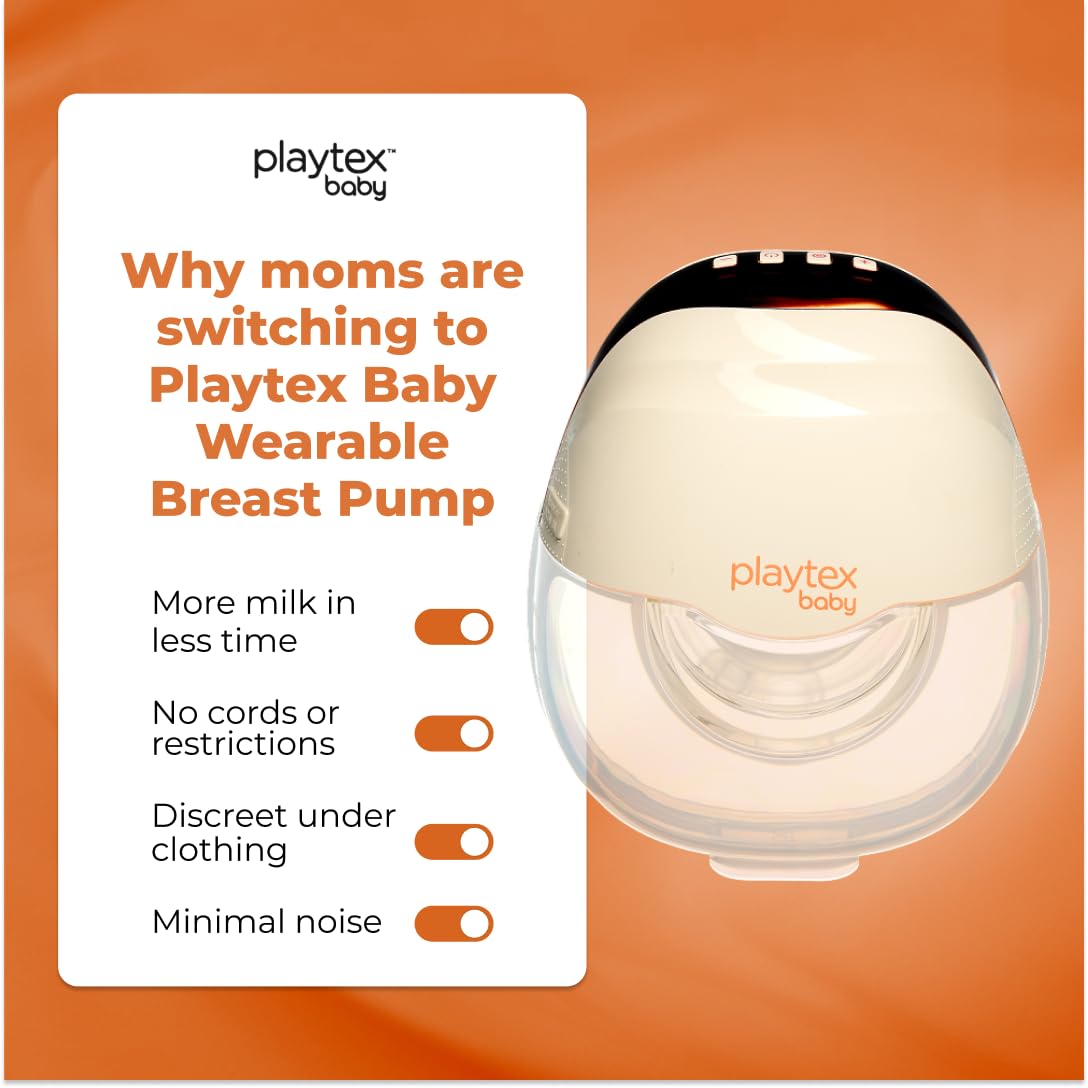 Playtex Baby Electric Breast Pump (H15 Wearable Model), Hands-Free in-Bra Pump, 3 Modes, 12 Levels, Quiet Operation, 180ml Capacity
