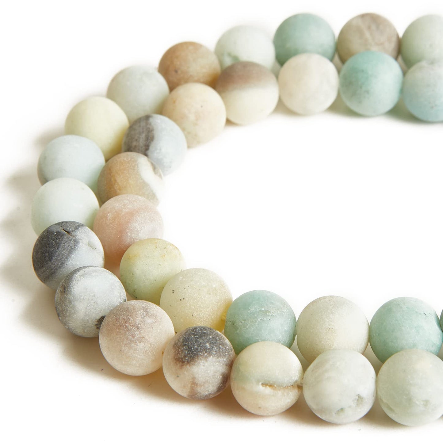 60pcs 6mm Frosted Amazonite Beads Natural Gemstone Beads Round Loose Beads for Jewelry Making
