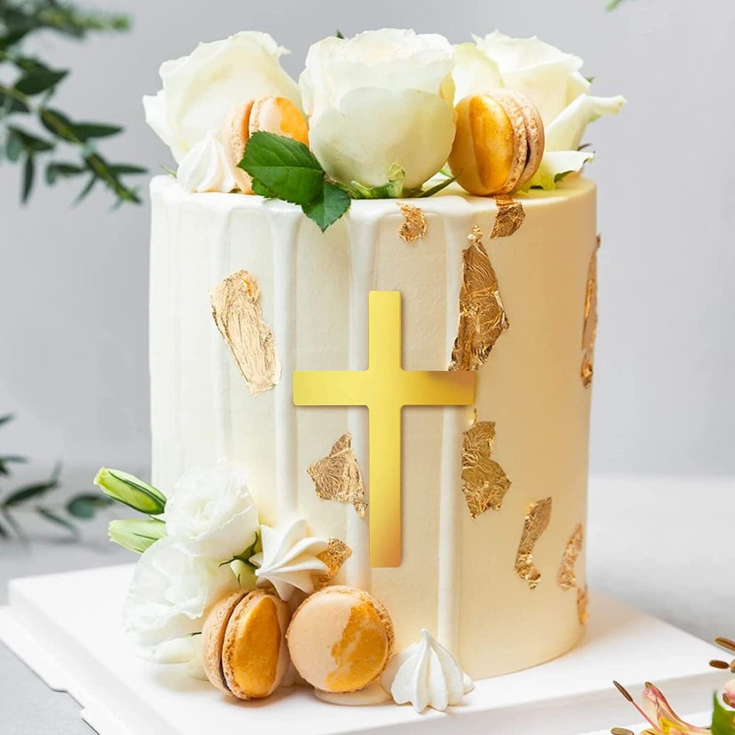 Gadpiparty 10pcs Gold Cross for Cake, Cross Cake Topper Baptism, Wedding Party Props Baptism Dessert Toppers Creative Inserts for Birthday Anniversary Cupcakes