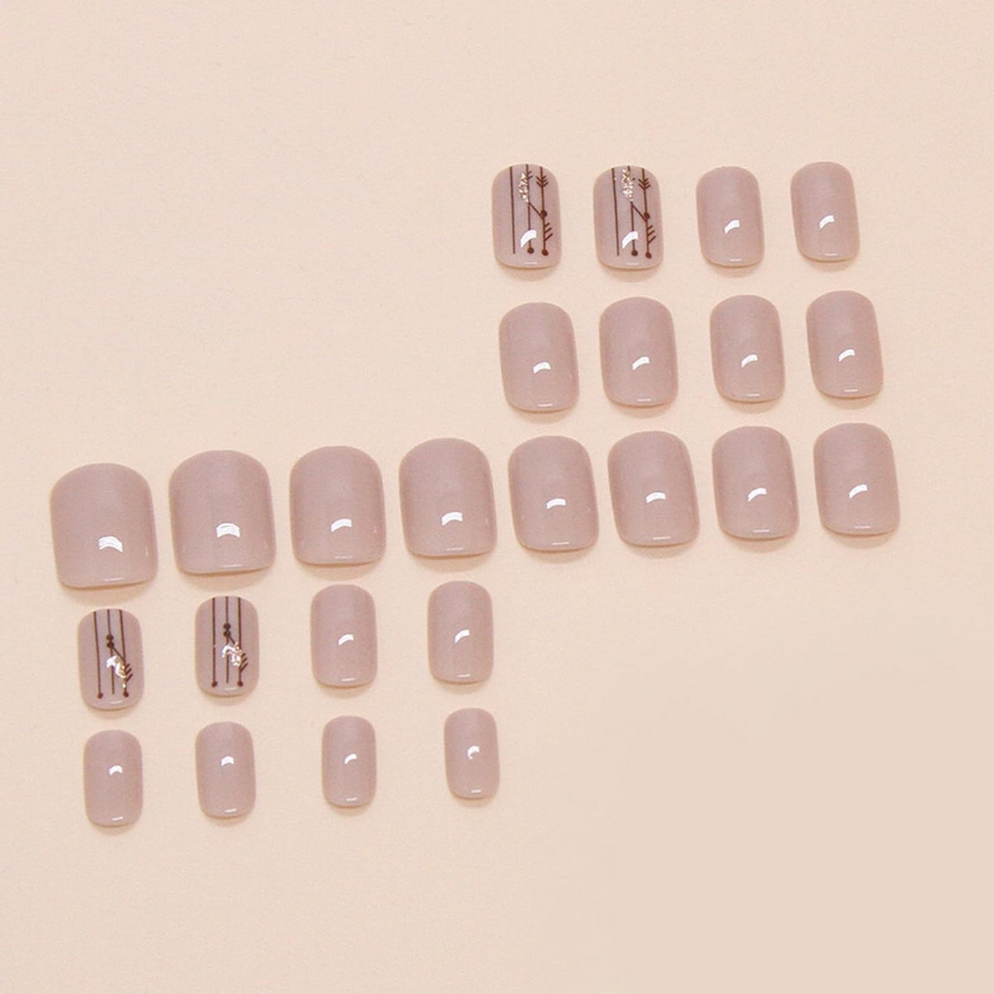 Fall Press on Short Square Fake Nails With Glitter Designs - Nude Stick on Full Cover Acrylic Nature Glossy Autumn False Nails - Glue on DIY Art Manicure Kit for Women Girls
