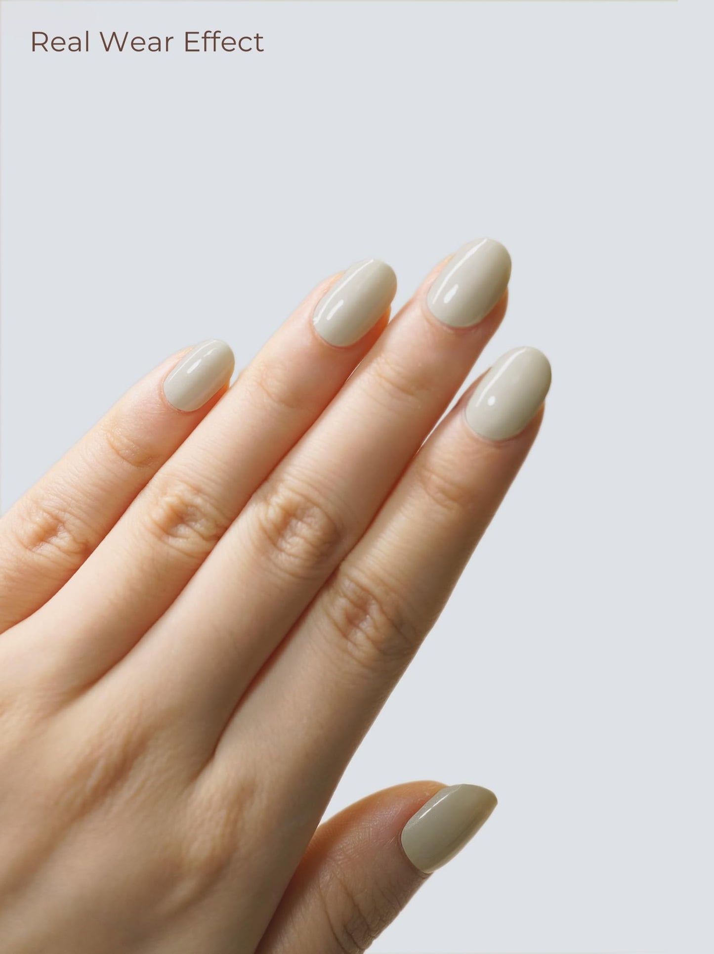 Beaolata Real Gel Nail Strips (No UV Light Needed) - 44Pcs Salon Quality Nail Stickers - Long Lasting Polish Wraps for Women, Easy Apply & Remove (Nude Oat)