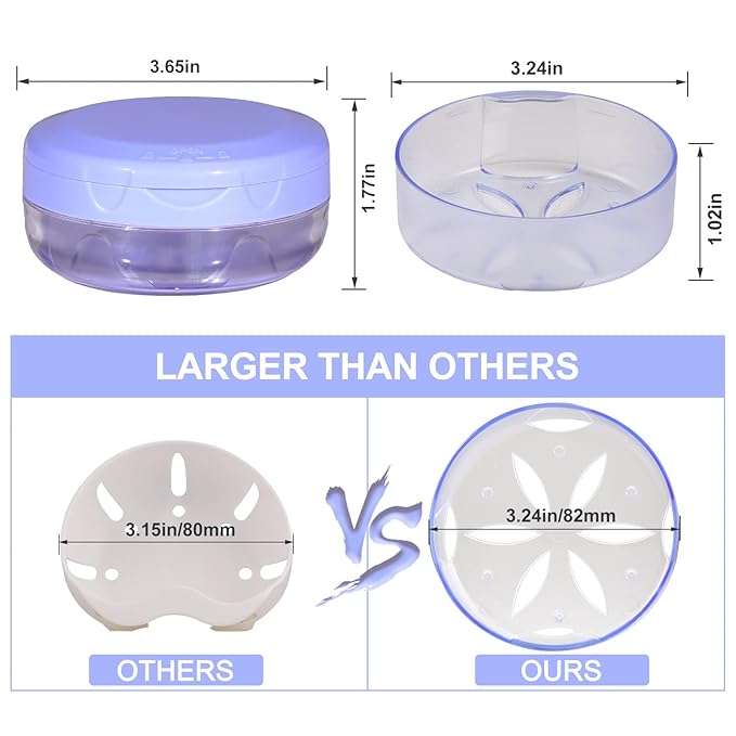 Denture Case, Leak Proof Denture Bath Case Cup Kit for Travel Cleaning, Denture Holder Box Bath Soaking Container for Women & Men with Mirror, Strainer, Removal Tool and Denture Brush(Blue)