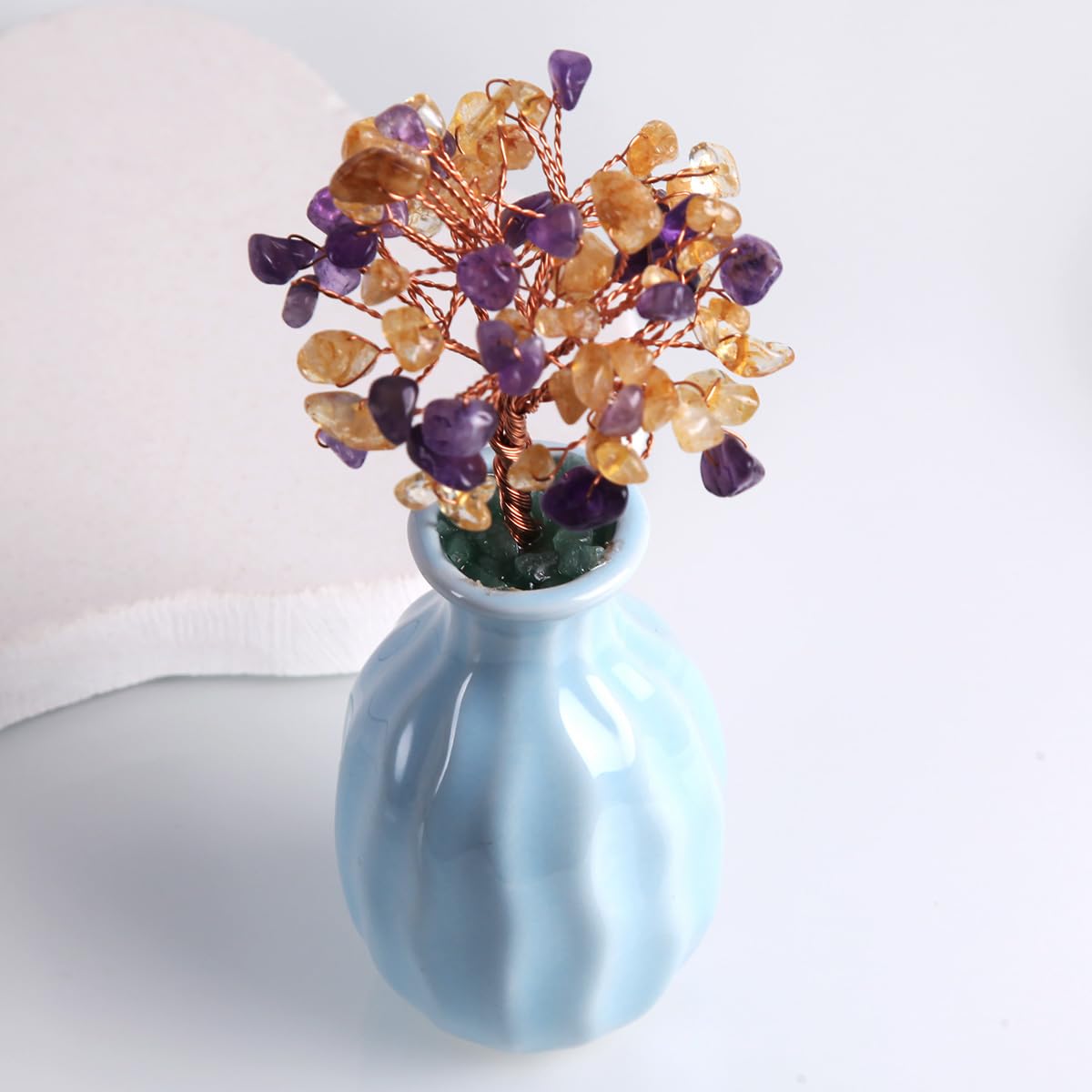Natural Crystal Tree, Life Tree, Ornaments Placed on desks and Offices, Natural Amethyst Yellow Crystal