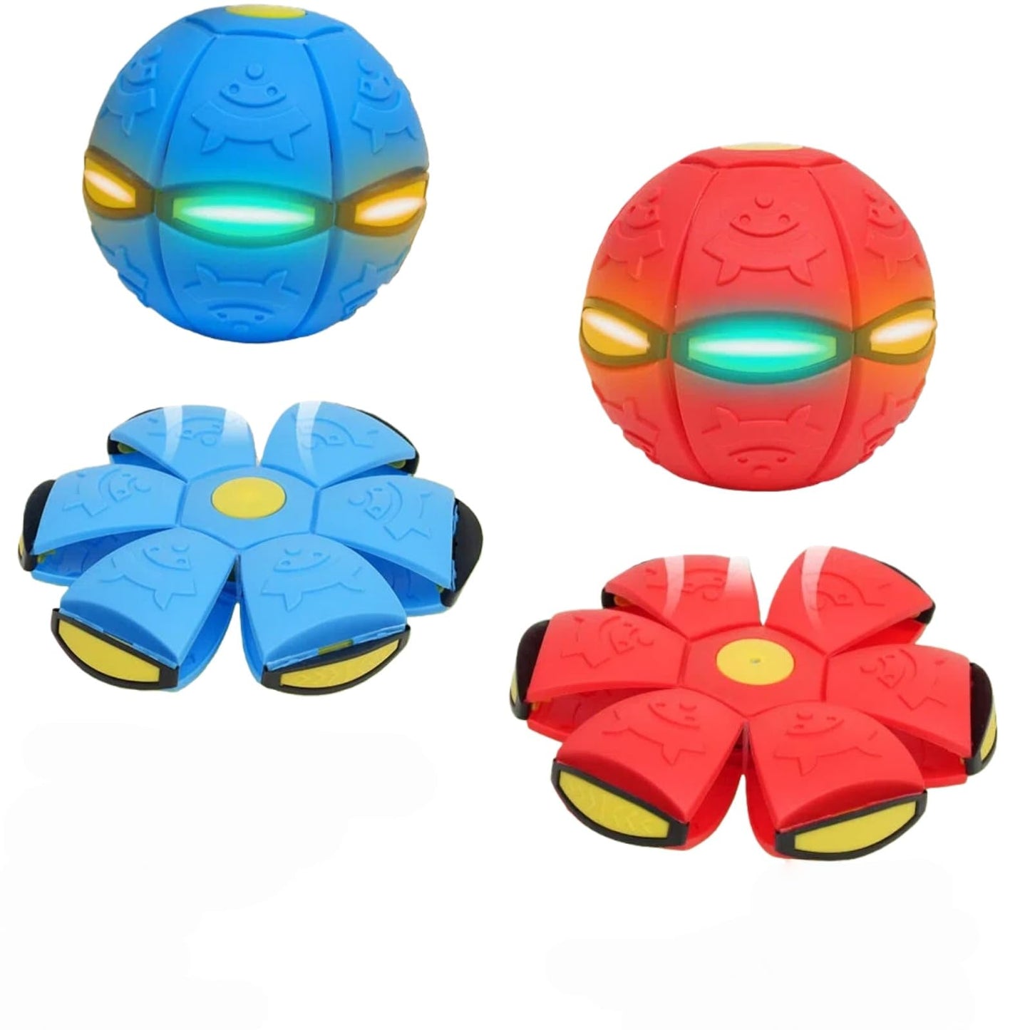 LETIAFINE 2pcs Magic Bouncing Ball 6-Lights, Pop up Ball, Dual Magic Flying Saucer Transforming Design, Interactive Bouncy Balls