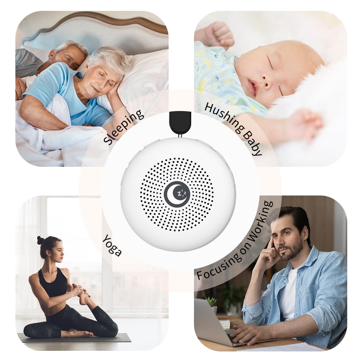 Sleepbox Sleep Sound Machine Portable Noise Machine with 30 Soothing Sounds 4 Timer Memory Function Rechargeable Battery 32 Volume Levels for Sleeping Traveling Relaxing for Baby Kids Adults (White)