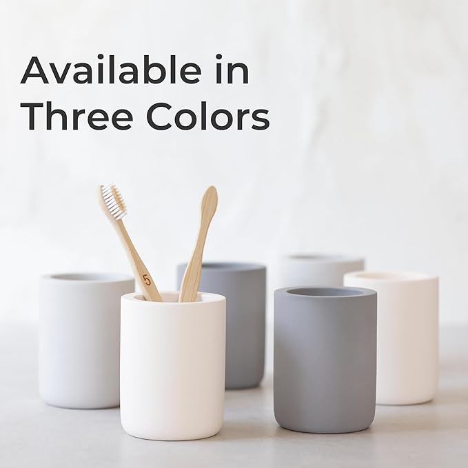 Selegna Drying Stone Toothbrush Holder, Diatomite Toothbrush Holders for Bathroom, Quick Drying Electric Toothbrush & Toothpaste Holder Cup, Diatomaceous Earth Bathroom Sink Organizer (Dark Grey)