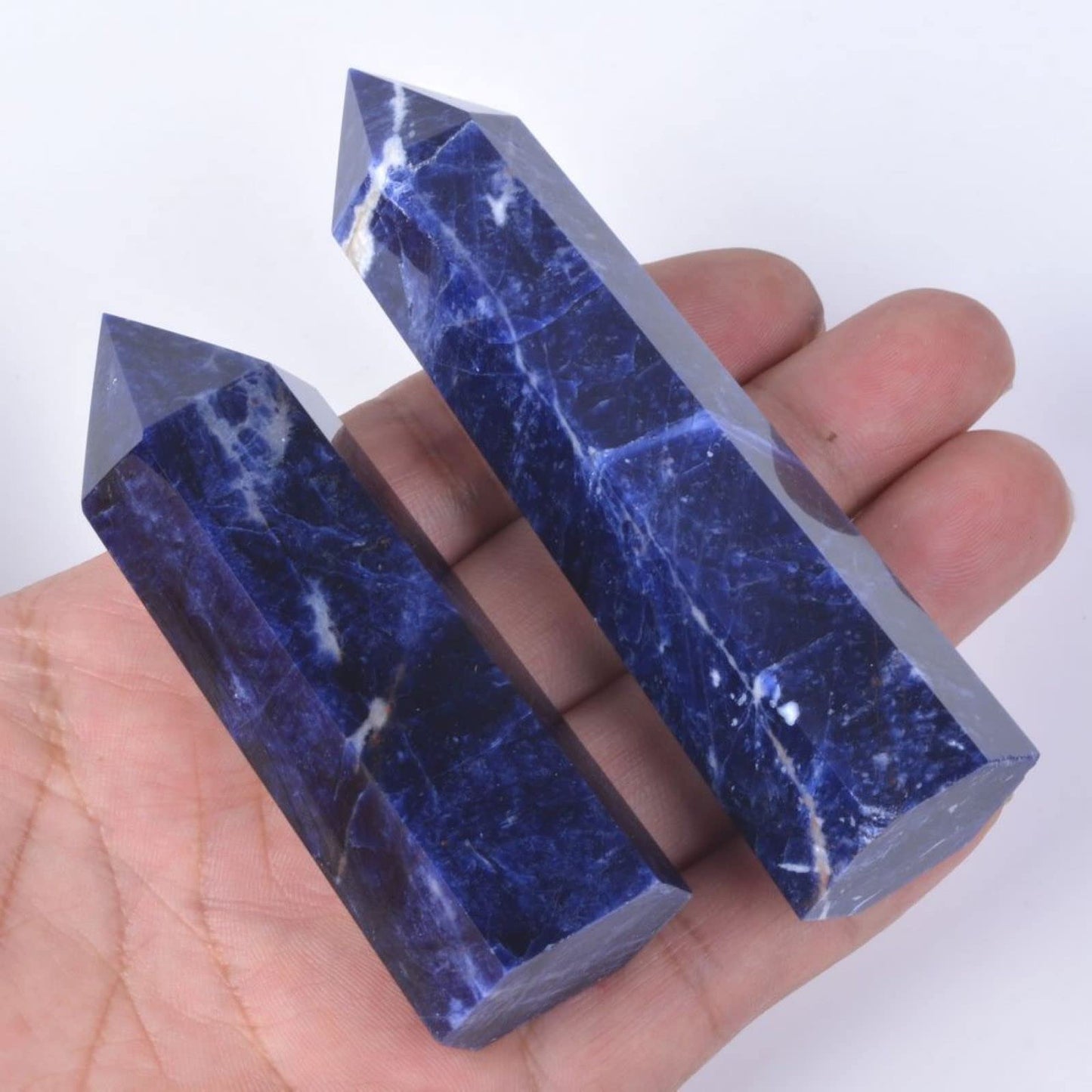 Large Sodalite Crystal Tower Healing Crystal Wand For Spiritual Use Hexagonal Point Reiki Chakra Gemstone Home Office Decor