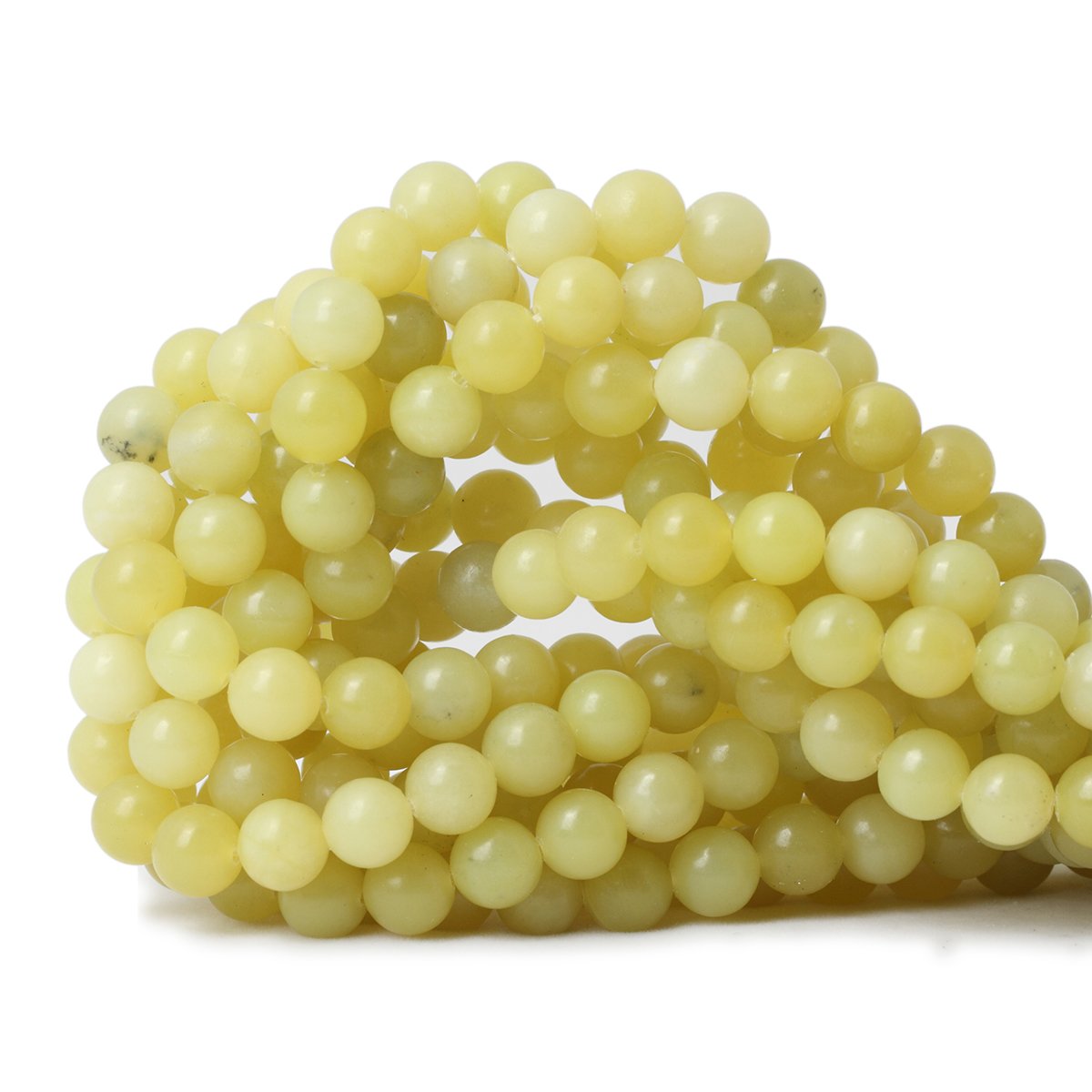 CHEAVIAN 45PCS 8mm Natural Yellow Lemon Jade Gemstone Round Loose Beads for Jewelry Making DIY Findings 1 Strand 15"