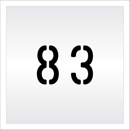 Pavement, Curb, and WheelStop Stencils - 4 inch Double Number Stencil - (83) - 4" x 5.5" x 1/16" (63 mil) - Light-Duty